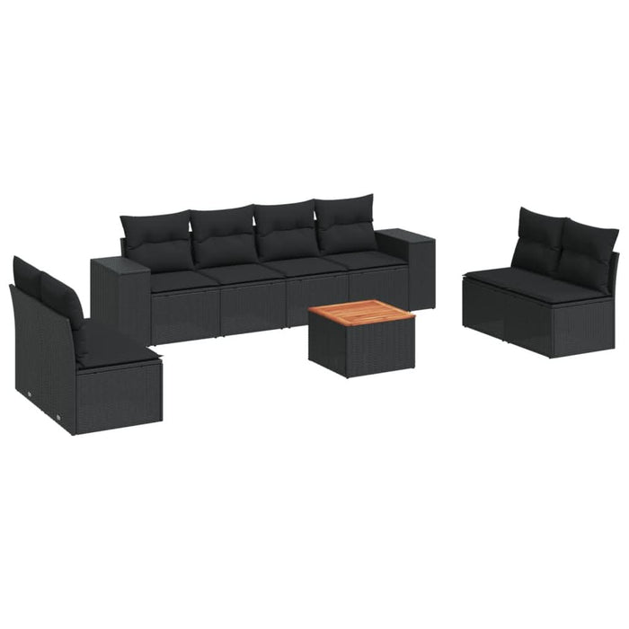 Set mobilier de grădină cu perne, 9 piese, negru, poliratan - WALTI WALTI