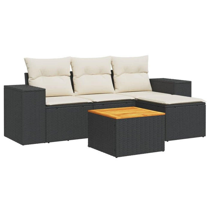 Set mobilier de grădină cu perne, 5 piese, negru, poliratan - WALTI WALTI