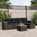 Set mobilier de grădină cu perne, 6 piese, negru, poliratan - WALTI WALTI