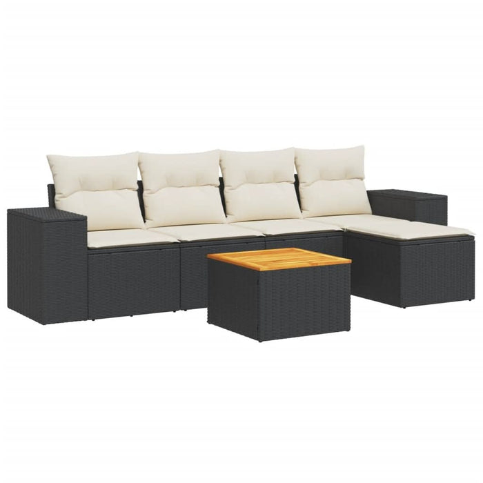 Set mobilier de grădină cu perne, 6 piese, negru, poliratan - WALTI WALTI