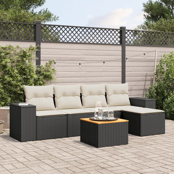 Set mobilier de grădină cu perne, 6 piese, negru, poliratan - WALTI WALTI