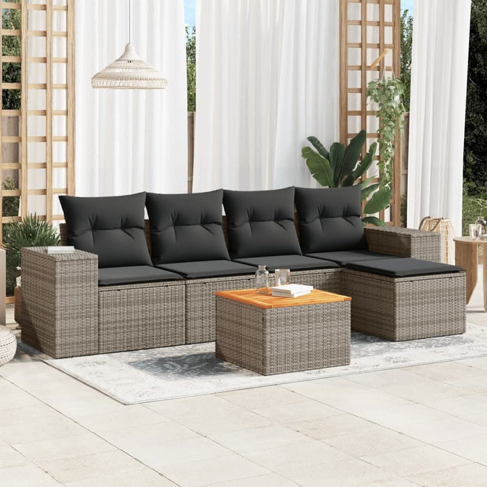 Set mobilier grădină cu perne, 6 piese, gri, poliratan - WALTI WALTI