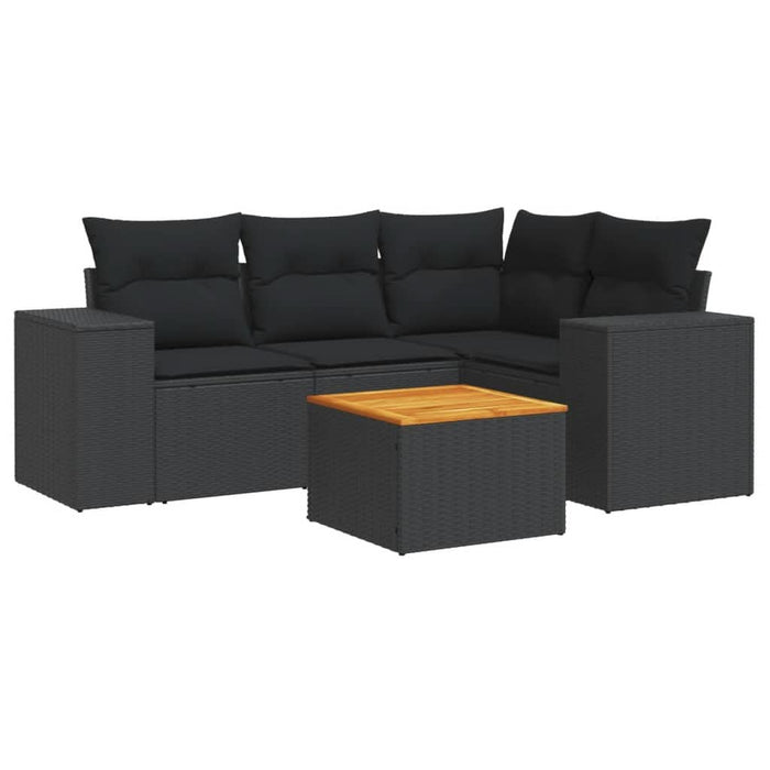 Set mobilier de grădină cu perne, 5 piese, negru, poliratan - WALTI WALTI