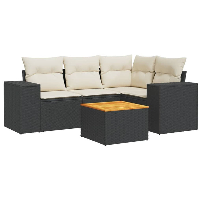Set mobilier de grădină cu perne, 5 piese, negru, poliratan - WALTI WALTI