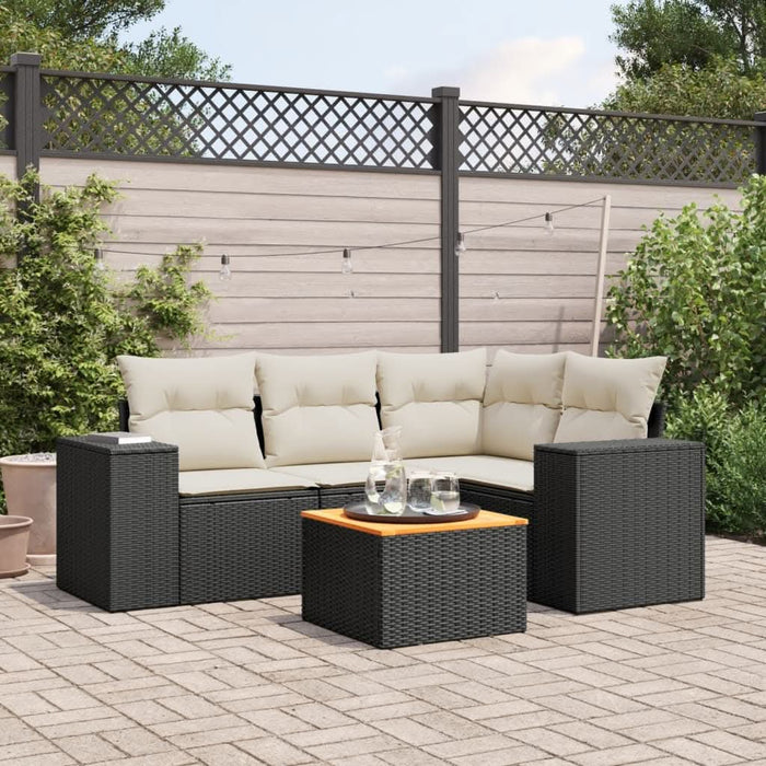 Set mobilier de grădină cu perne, 5 piese, negru, poliratan - WALTI WALTI