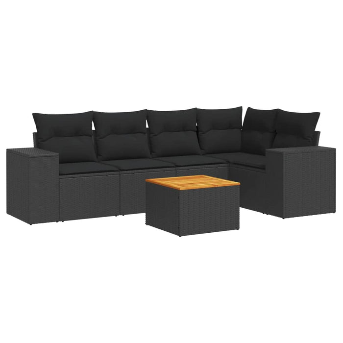 Set mobilier de grădină cu perne, 6 piese, negru, poliratan - WALTI WALTI