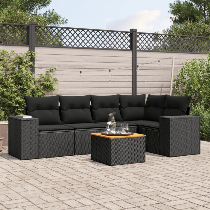 Set mobilier de grădină cu perne, 6 piese, negru, poliratan - WALTI WALTI