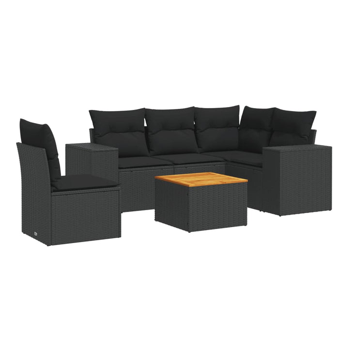 Set mobilier de grădină cu perne, 6 piese, negru, poliratan - WALTI WALTI