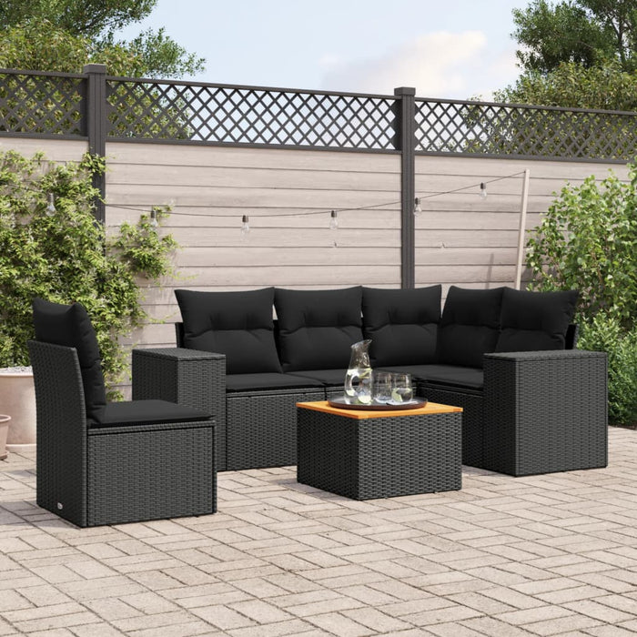 Set mobilier de grădină cu perne, 6 piese, negru, poliratan - WALTI WALTI