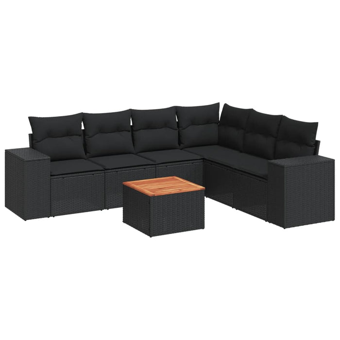 Set canapele de grădină cu perne, 7 piese, negru, poliratan - WALTI WALTI