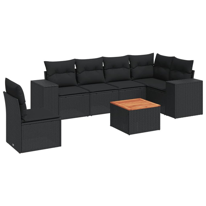 Set canapele de grădină cu perne, 7 piese, negru, poliratan - WALTI WALTI