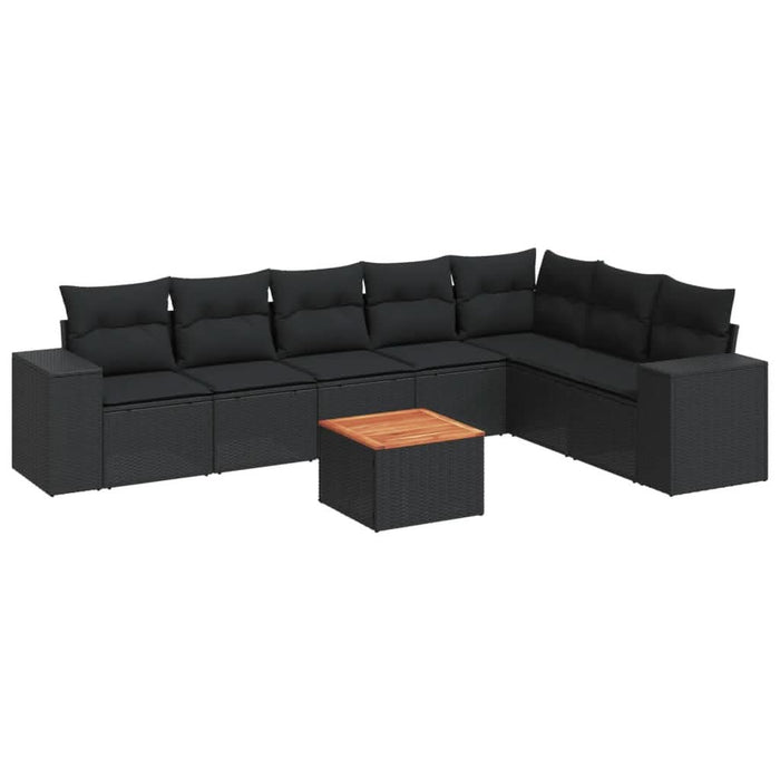 Set mobilier de grădină cu perne, 8 piese, negru, poliratan - WALTI WALTI