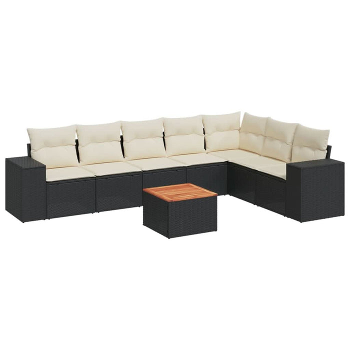 Set mobilier de grădină cu perne, 8 piese, negru, poliratan - WALTI WALTI