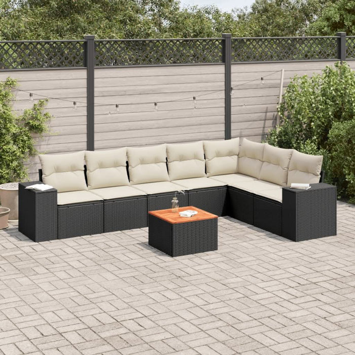 Set mobilier de grădină cu perne, 8 piese, negru, poliratan - WALTI WALTI