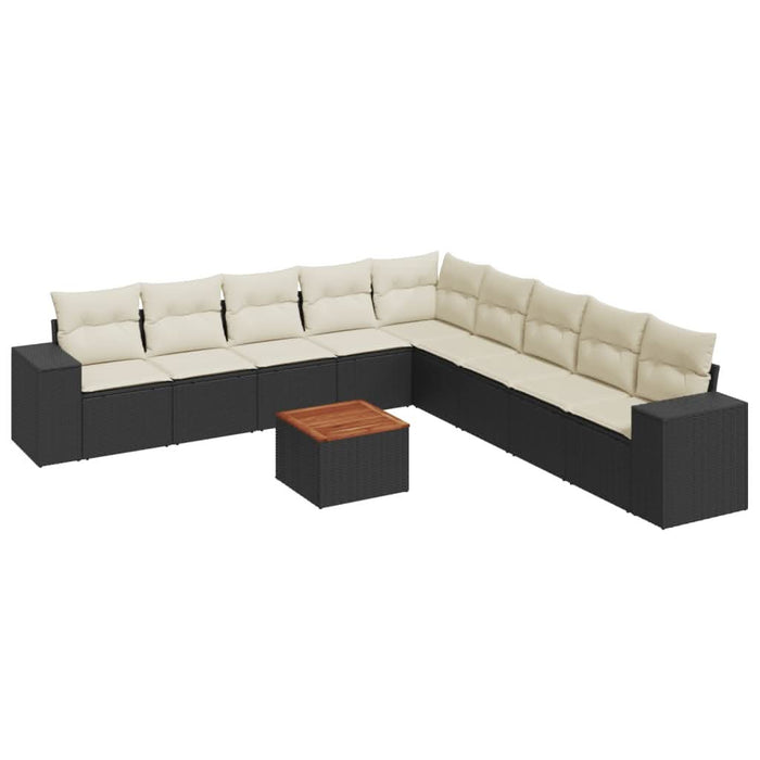 Set canapele de grădină cu perne, 10 piese, negru, poliratan - WALTI WALTI
