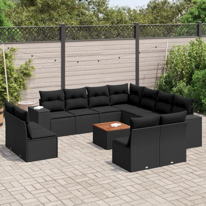 Set canapele de grădină, 12 piese, cu perne, negru, poliratan - WALTI WALTI