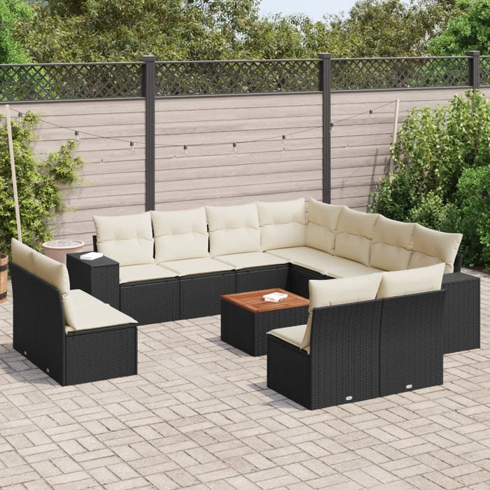 Set canapele de grădină, 12 piese, cu perne, negru, poliratan - WALTI WALTI