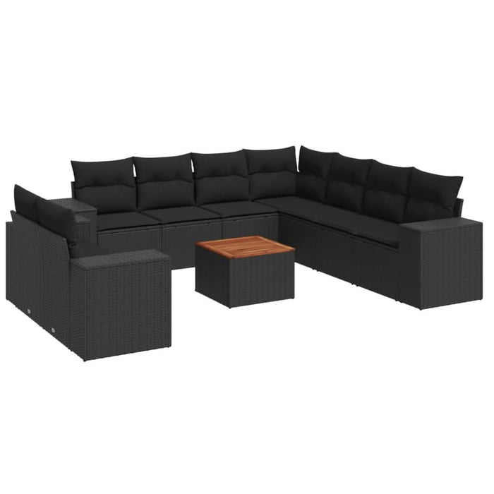 Set canapele de grădină cu perne, 10 piese, negru, poliratan - WALTI WALTI