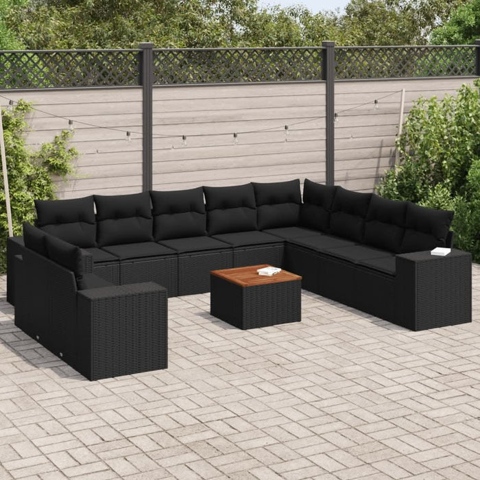 Set canapele de grădină cu perne, 11 piese, negru, poliratan - WALTI WALTI