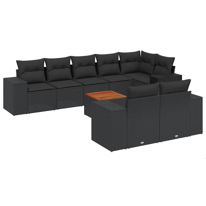 Set mobilier de grădină cu perne, 9 piese, negru, poliratan - WALTI WALTI