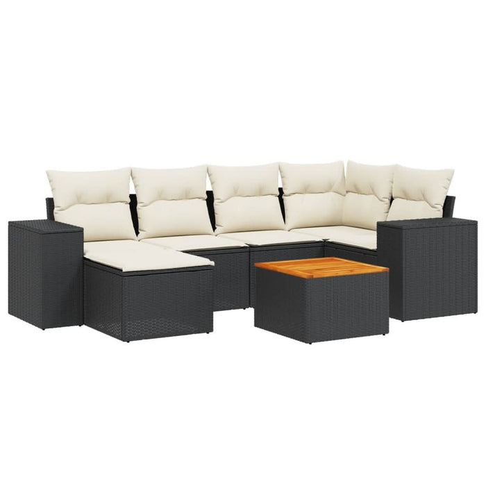 Set canapele de grădină cu perne, 7 piese, negru, poliratan - WALTI WALTI