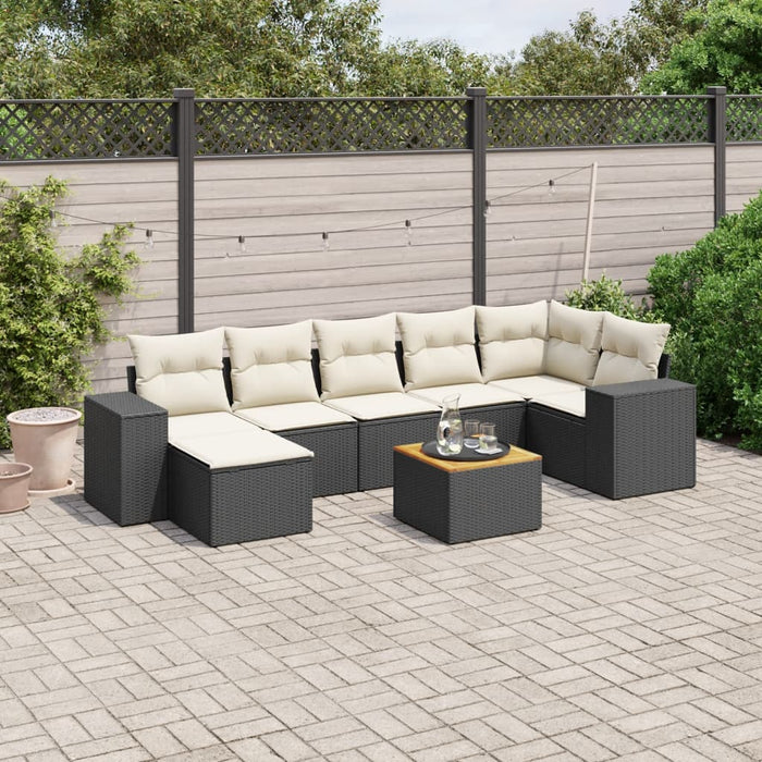 Set mobilier de grădină cu perne, 8 piese, negru, poliratan - WALTI WALTI