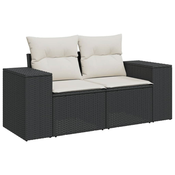 Set mobilier de grădină cu perne, 9 piese, negru, poliratan - WALTI WALTI