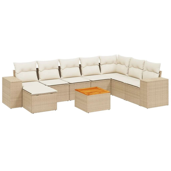 Set canapele de grădină, 9 piese, cu perne, bej, poliratan - WALTI WALTI