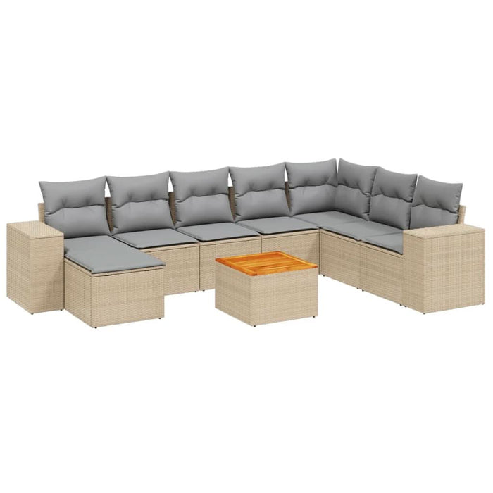 Set canapele de grădină, 9 piese, cu perne, bej, poliratan - WALTI WALTI