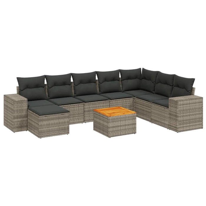 Set canapele de grădină, 9 piese, cu perne, gri, poliratan - WALTI WALTI