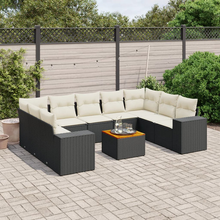 Set canapele de grădină cu perne, 10 piese, negru, poliratan - WALTI WALTI