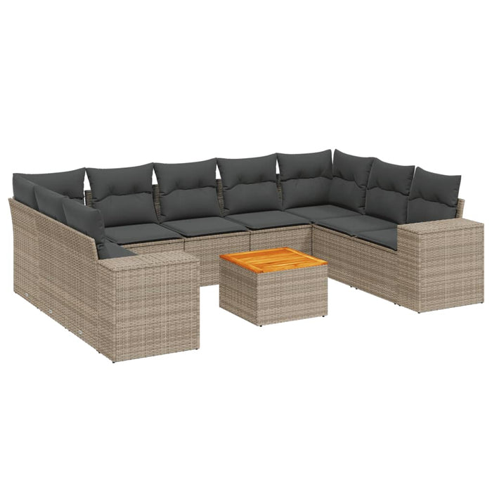 Set mobilier de grădină cu perne, 10 piese, gri, poliratan - WALTI WALTI