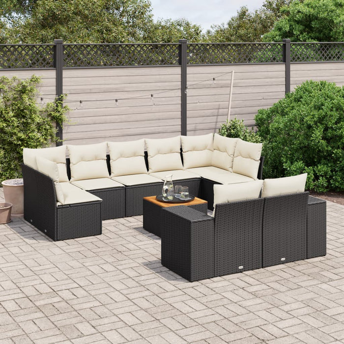 Set canapele de grădină cu perne, 10 piese, negru, poliratan - WALTI WALTI