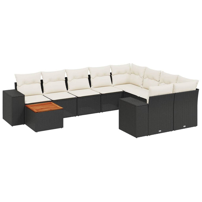 Set canapele de grădină cu perne, 10 piese, negru, poliratan - WALTI WALTI