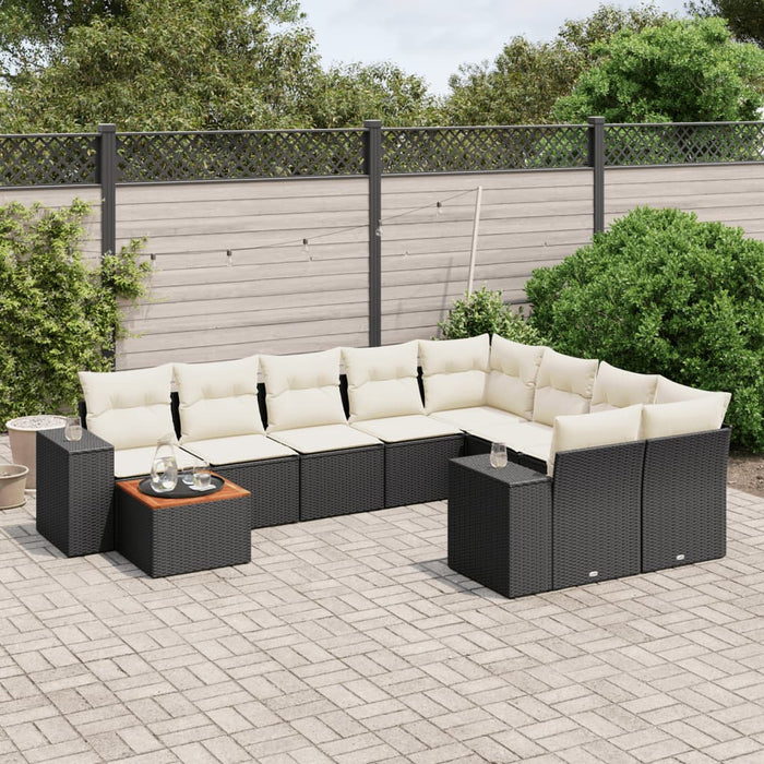 Set canapele de grădină cu perne, 10 piese, negru, poliratan - WALTI WALTI
