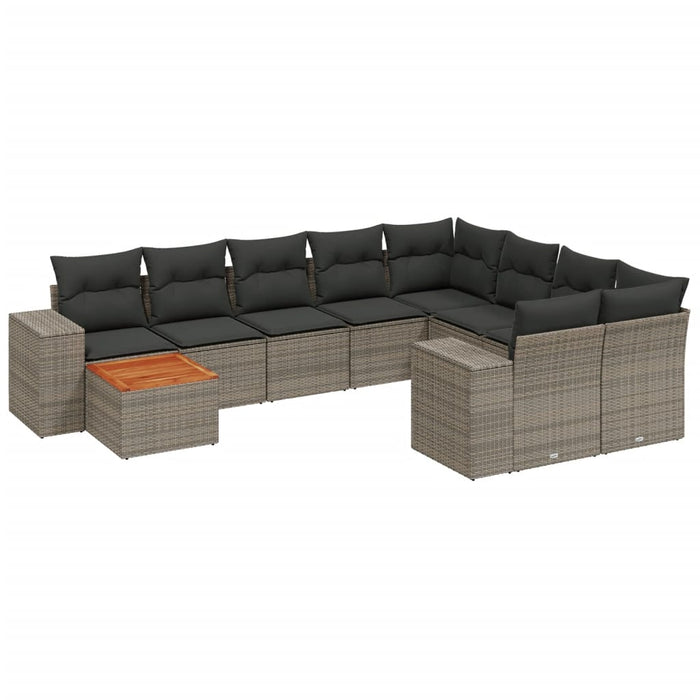 Set mobilier de grădină cu perne, 10 piese, gri, poliratan - WALTI WALTI