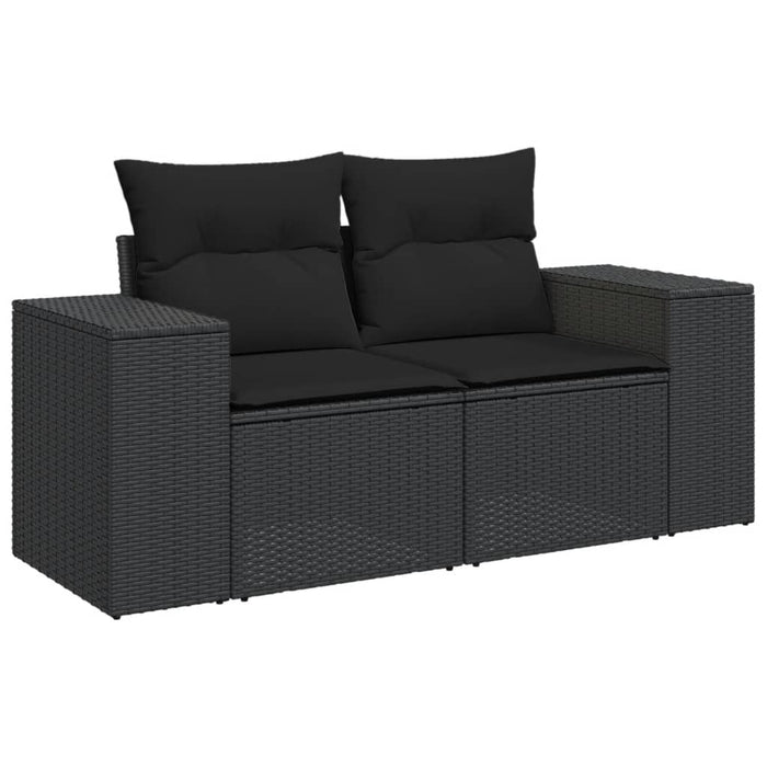 Set canapele de grădină cu perne, 11 piese, negru, poliratan - WALTI WALTI