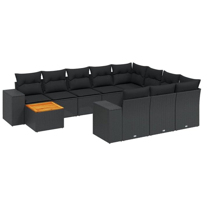 Set canapele de grădină cu perne, 11 piese, negru, poliratan - WALTI WALTI