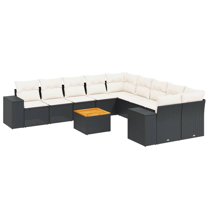 Set canapele de grădină cu perne, 11 piese, negru, poliratan - WALTI WALTI