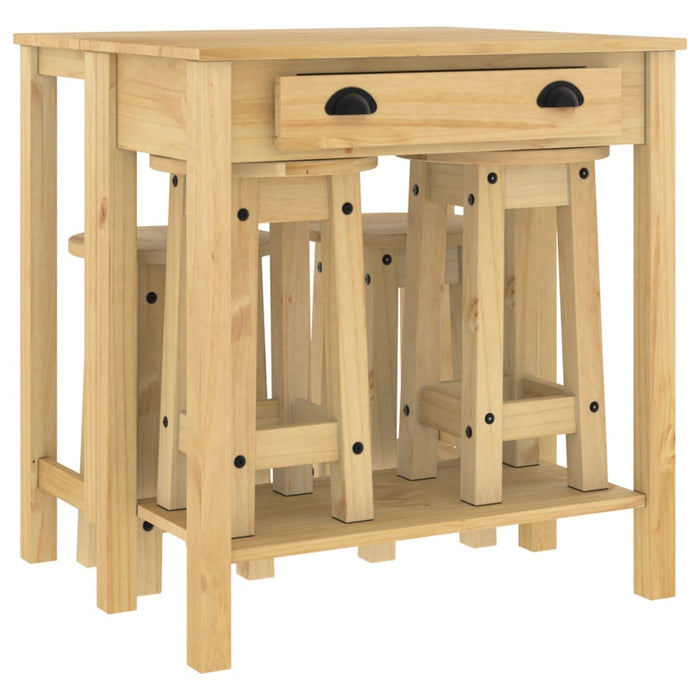 Set mobilier de bar, 5 piese, lemn masiv de pin - WALTI WALTI