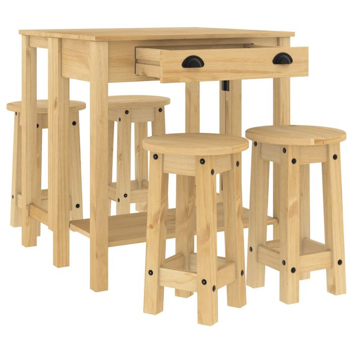 Set mobilier de bar, 5 piese, lemn masiv de pin - WALTI WALTI