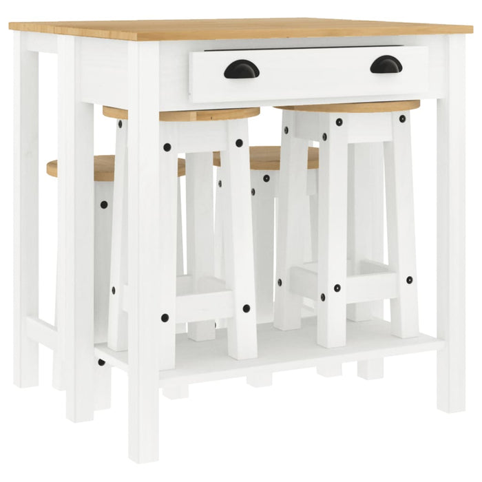 Set mobilier de bar, 5 piese, alb, lemn masiv de pin - WALTI WALTI