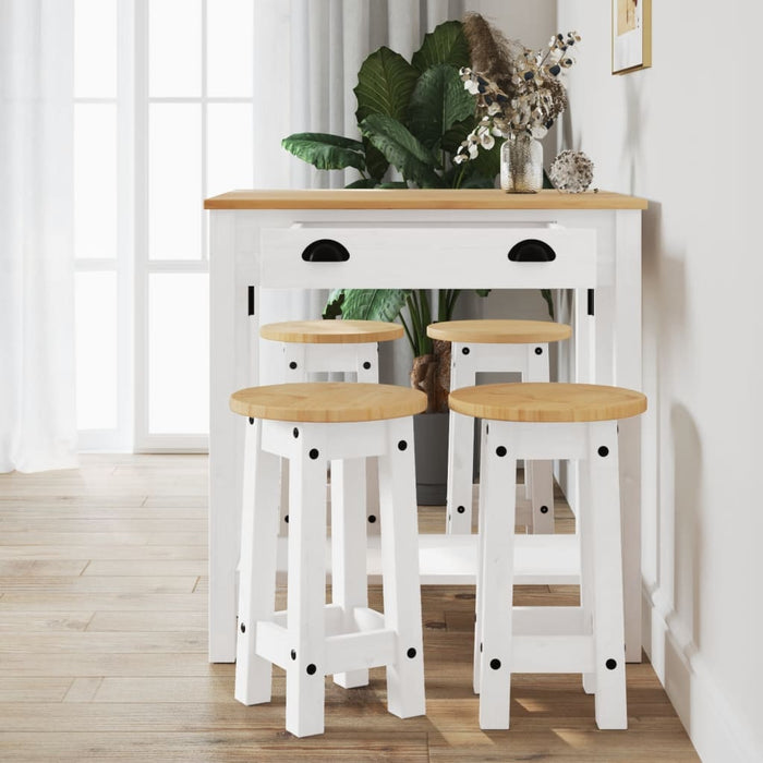 Set mobilier de bar, 5 piese, alb, lemn masiv de pin - WALTI WALTI
