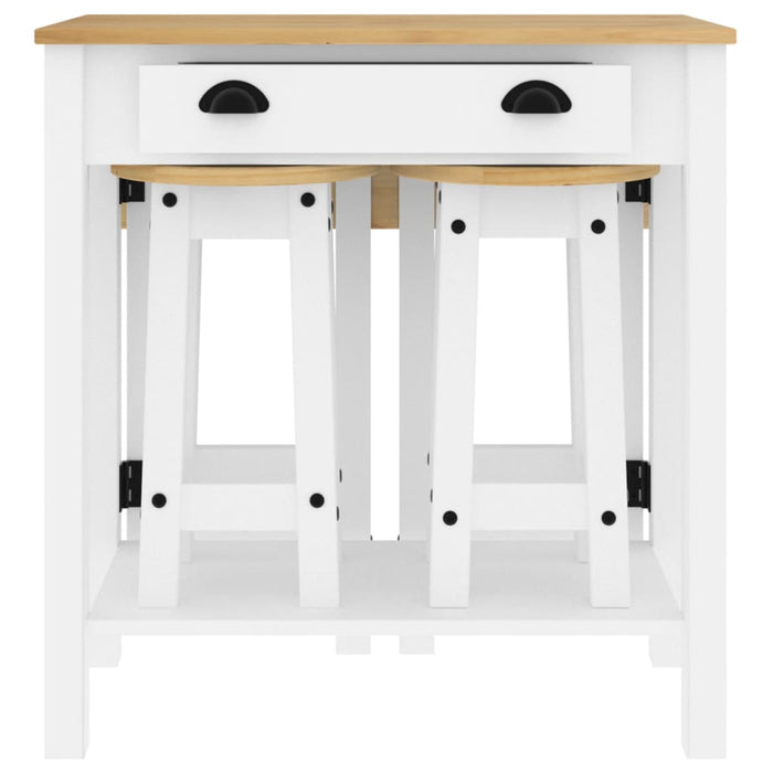 Set mobilier de bar, 5 piese, alb, lemn masiv de pin - WALTI WALTI