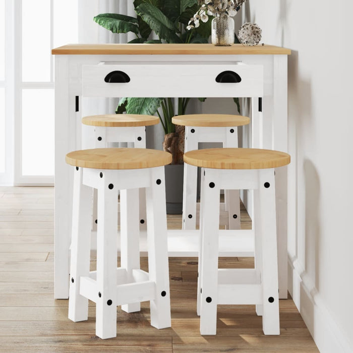 Set mobilier de bar, 5 piese, alb, lemn masiv de pin - WALTI WALTI