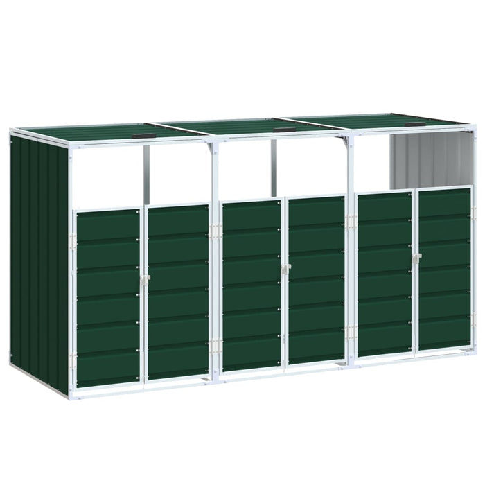 Depozit pubele cu roți triple, verde, 216x81x115 cm, oțel - WALTI WALTI