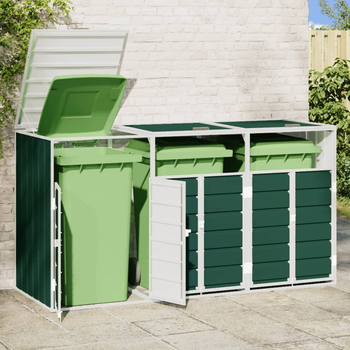 Depozit pubele cu roți triple, verde, 216x81x115 cm, oțel - WALTI WALTI