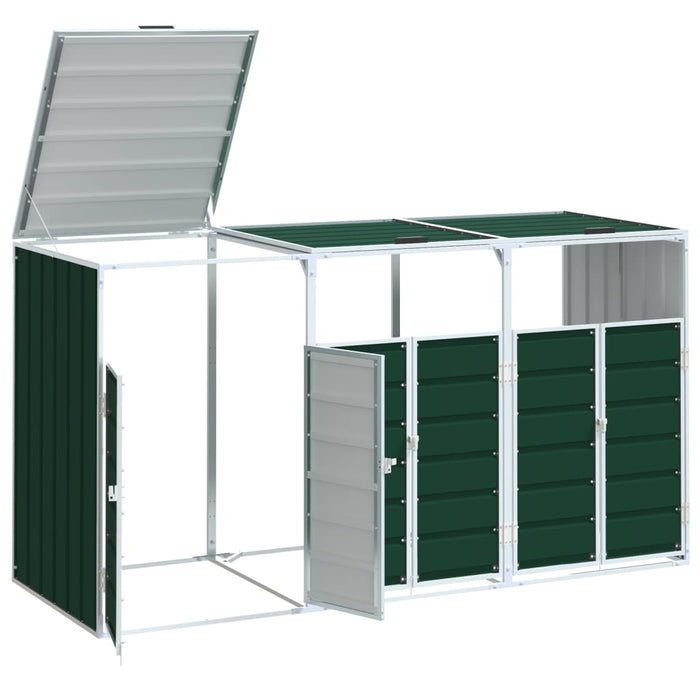 Depozit pubele cu roți triple, verde, 216x81x115 cm, oțel - WALTI WALTI