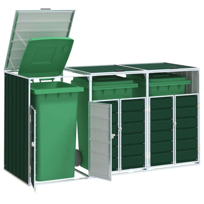 Depozit pubele cu roți triple, verde, 216x81x115 cm, oțel - WALTI WALTI