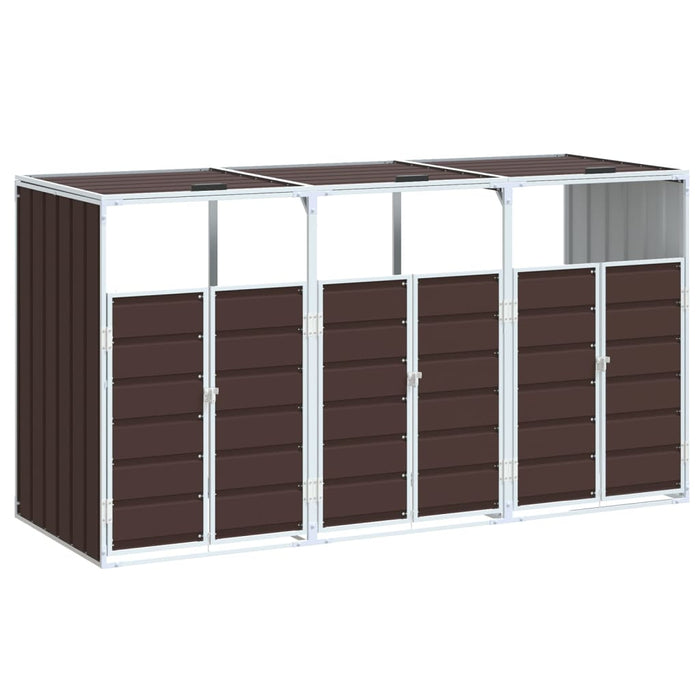 Depozit pubele cu roți triple, maro, 216x81x115 cm, oțel - WALTI WALTI